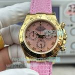 Swiss Replica Rolex Beach Daytona Yellow Gold Case Pink MOP Dial Watch 40mm 